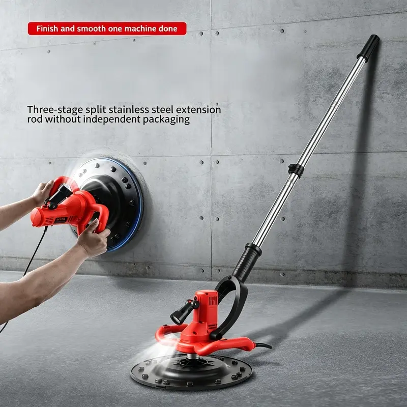 Electric plastering machine, concrete smoothing machine, 6-speed adjustable, steel and plastic trowel plate, extended handle, floor smoothing cement plastering machine