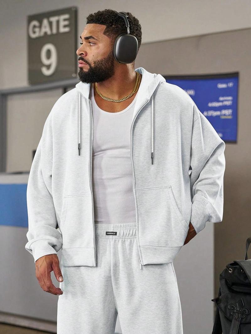 MEN Street Life Men's Vintage Washed Loose Metal Zipper Sweatshirt Hoodie (Reinforced Collar, Hem And Shoulder Seams To Prevent Deformation), School