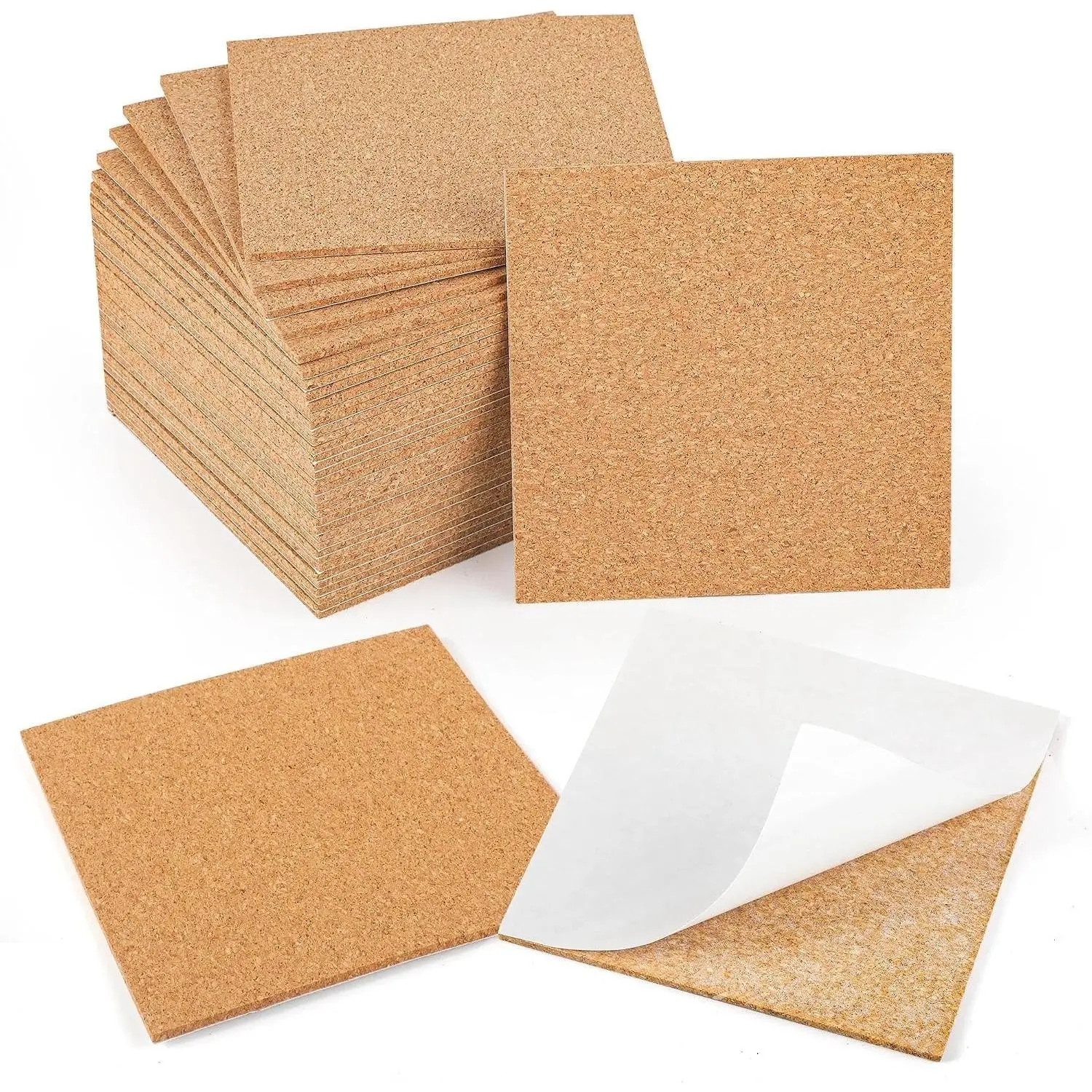 36 Pcs 4 Inch Self Adhesive Cork Sheets, 2mm Thick (Square) | Thin Cork Tiles for Coasters Backing, DIY Crafts Supplies