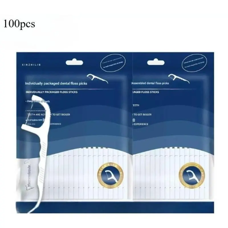 100PCS Individually Wrapped Dental Floss Picks - Ultra Fine Smooth Clean Teeth Flossers Portable Dual Action Toothpick Sticks for Men Women Travel
