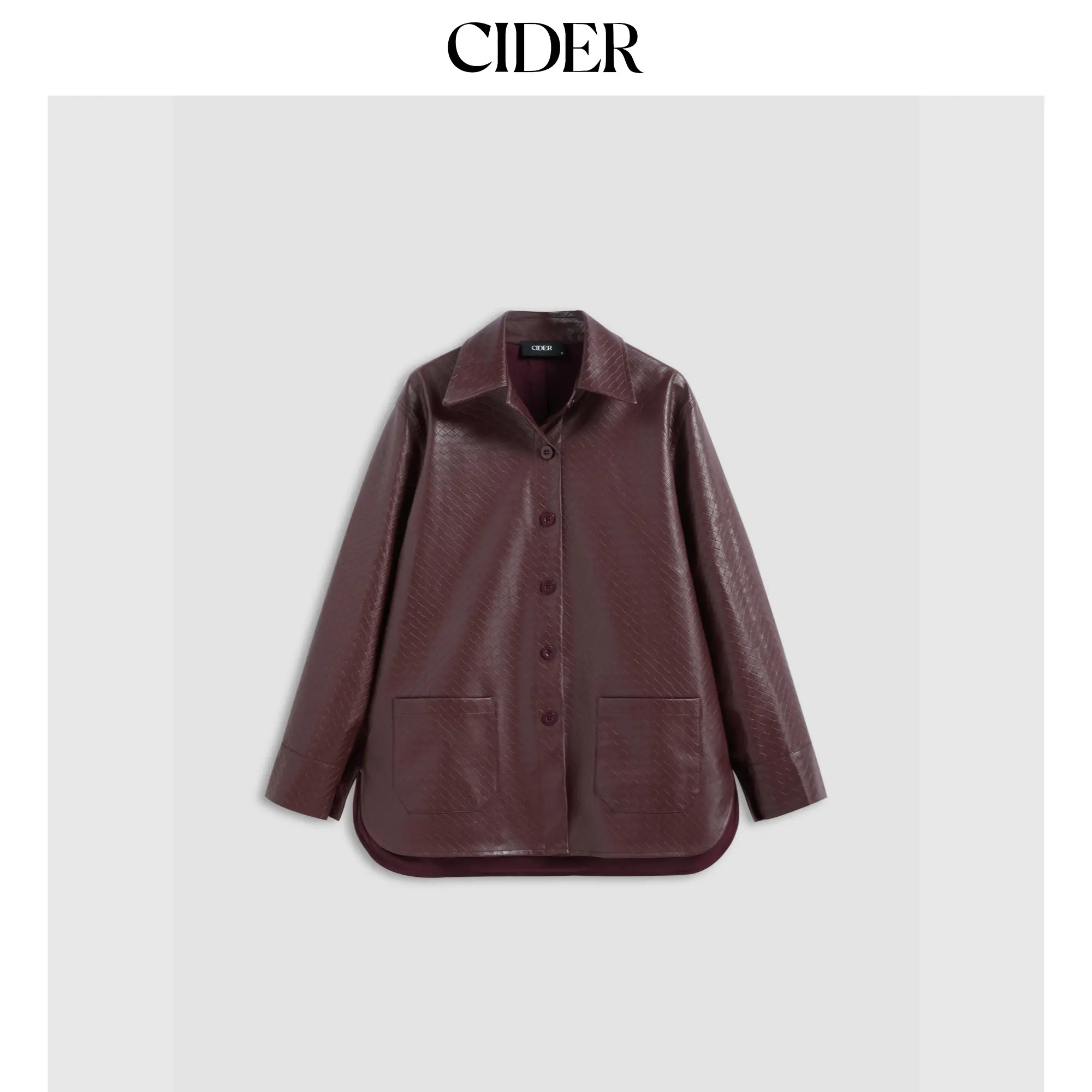 Cider [size 2-10] Faux Leather Collar Solid Pocket Shacket SummerFinds