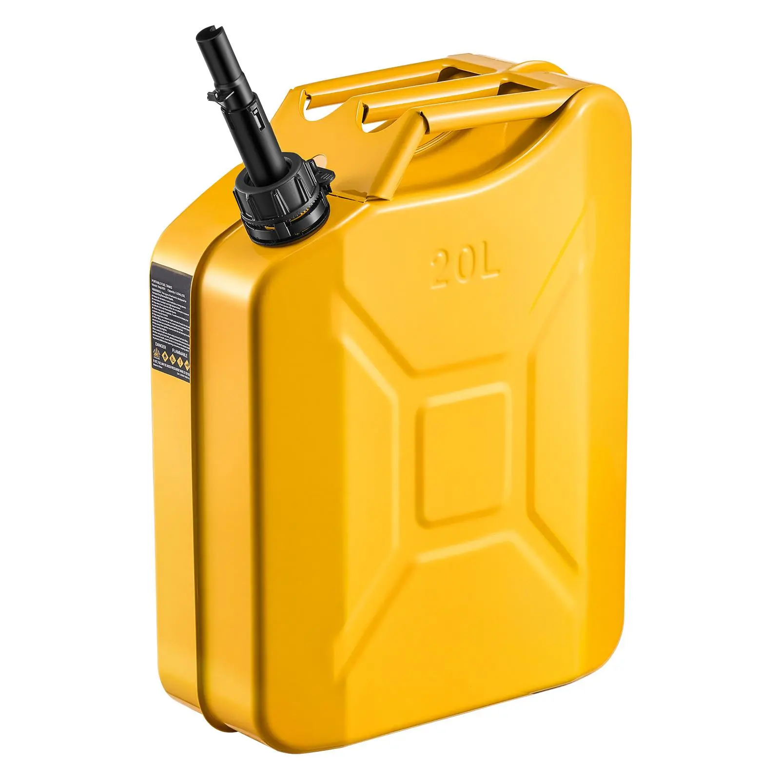 Newly Upgraded Oil-Tight Metal Fuel Jerry Can, 5.3 Gallon Leakproof Gas Container with Spout & Comfort Handle, Max 6 L/min Flow Rate, Corrosion Resistant Fuel Tank for Car, Motorcycle, ATV, UTV