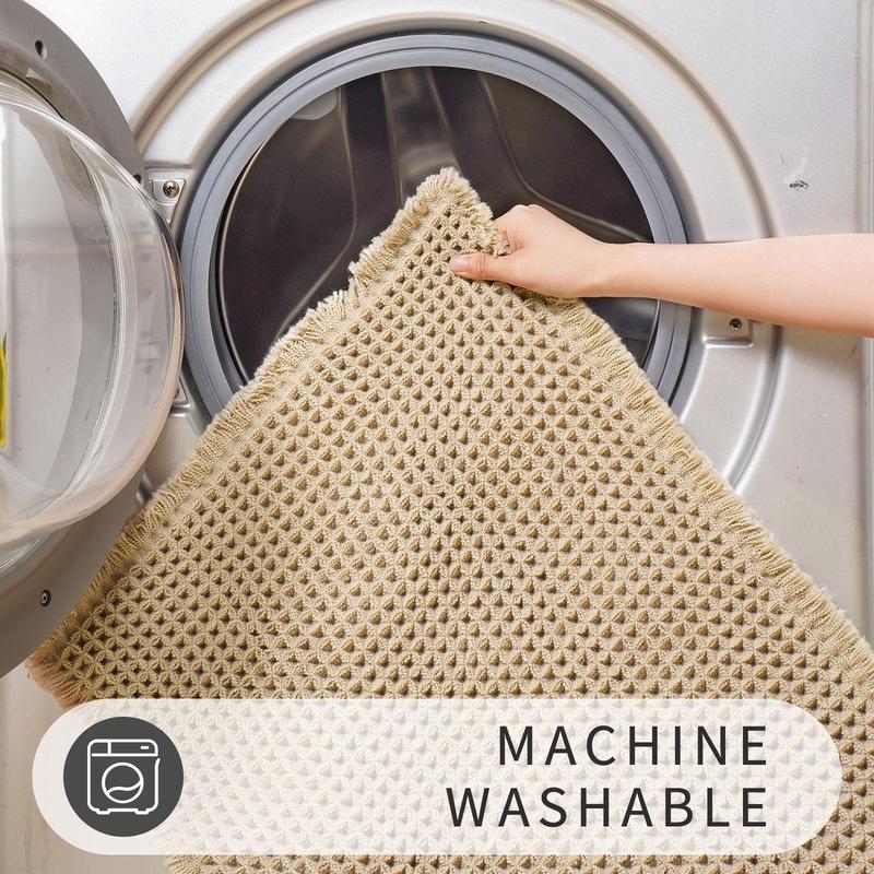 2pcs Anti-Slip Waffle Bathroom Mat Set, Non-Toxic Bath Rug & Door Mats, Absorbent Kitchen Floor Covering, Ideal for Wet Areas, Water Absorbent Mat