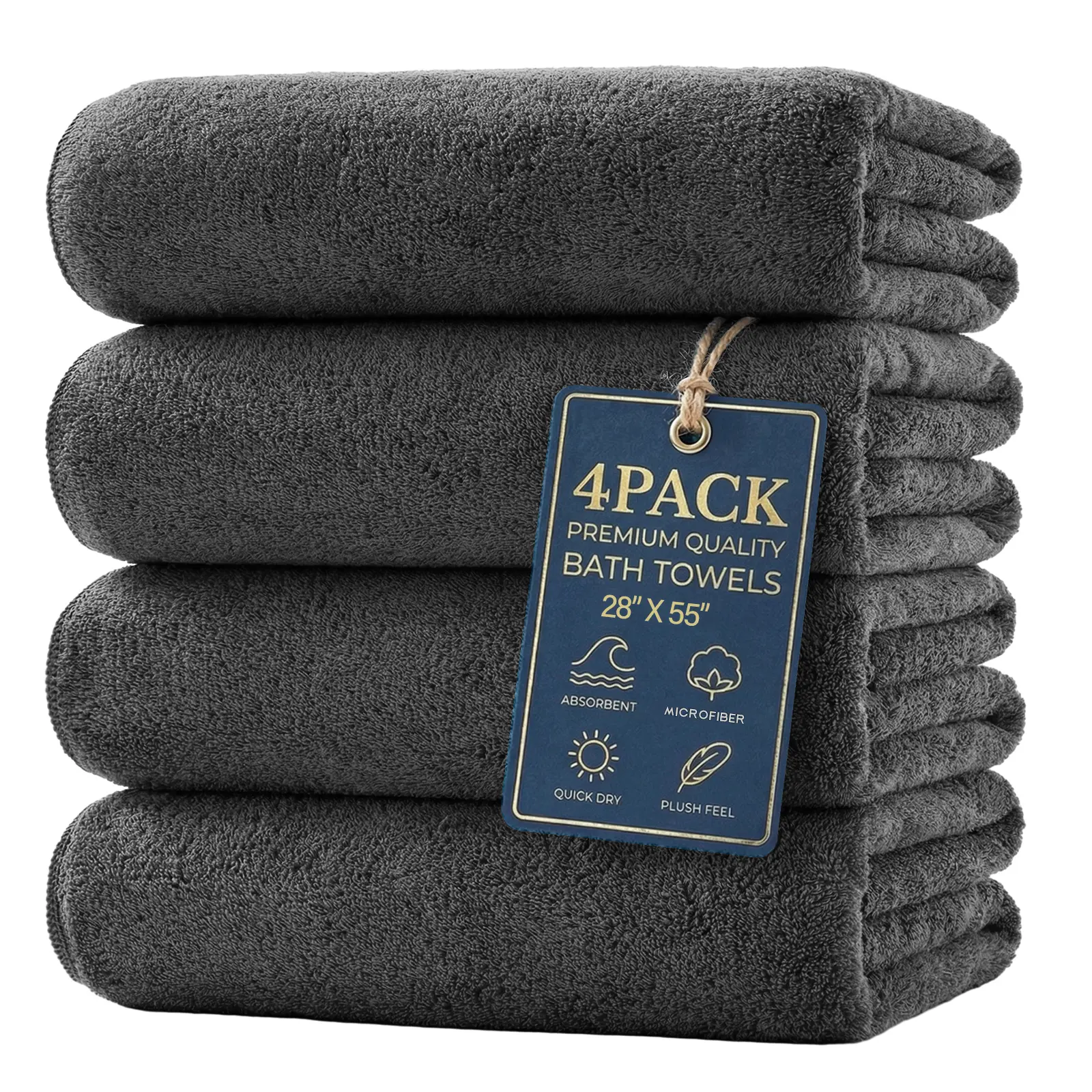 Bath Towels Set Of 4 -27.5''×55'' - 290GSM Highly Absorbent and Luxury Thick High Absorbent And Quick Dry Bath Sheet, Ultra Soft Microfiber, Bathroom, Beach, Yoga, Sport, SPA, Fitness