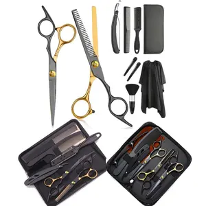 8/9/10PCS 6.0 Hairdressing Scissors Hair Cutting Thinning  Shears Set For Home Human & Dog Cat Pets Groomming  Japanese Stainless Hair Styling Tools Home Hair Kit Hair Cutting Accessories Hair Cutting Kits