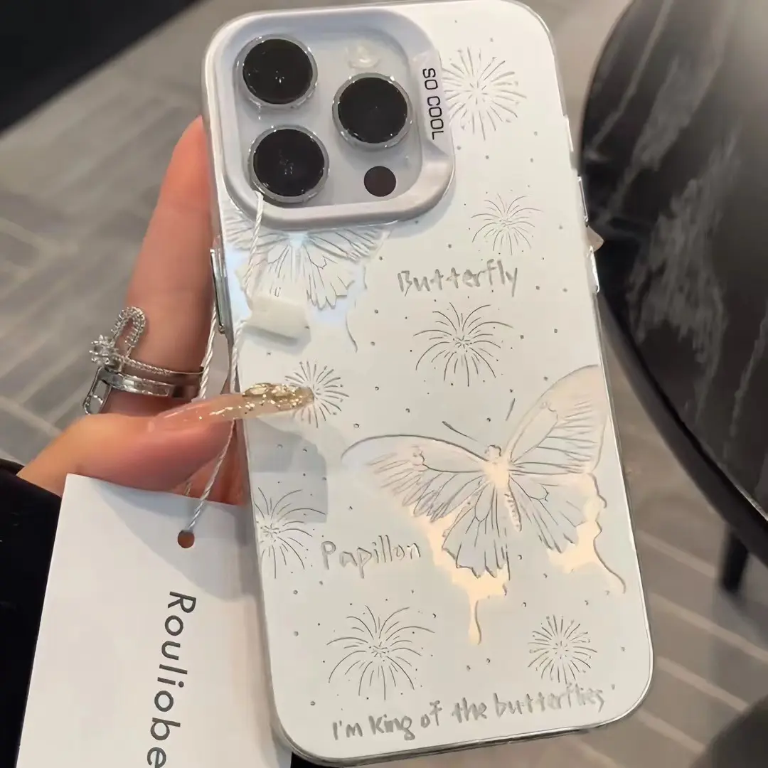 Butterfly Firework Aesthetic Phone Case, Cute Girl Style Colorful Protective Cover, Trendy Shockproof Magnetic Wireless Charging Case Gift Idea Compatible with iPhone 18 Pro Max/17 Pro Max/Air/16/15/14 Plus/13/12/11/X/XS/XS Max