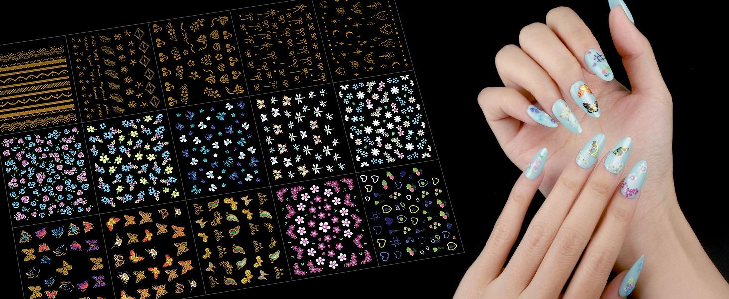 4 Boxes Nail Charms and Gems Set, Nail Rhinestones Nail Kit with Nail Art Brushes Nail Stand, Nail Gems Nail Design Tools with 15pcs Nail Stickers, Gold Nail Pearls for Women Nail Decorations