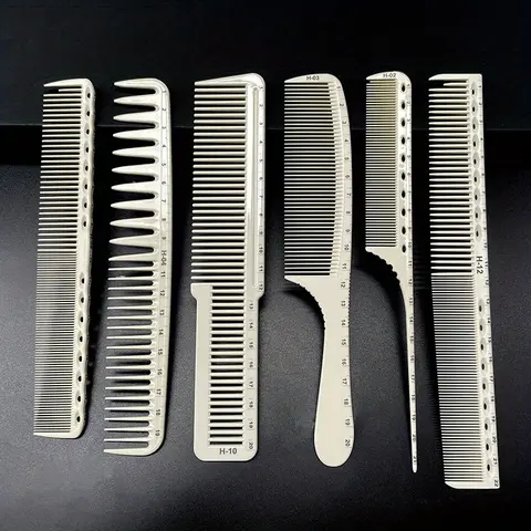 6-Piece Professional Haircut Comb Set, Precision Measurement, Durable Material, Salon Tools, Barber Combs, Ideal for Barbers, Beauty Schools
