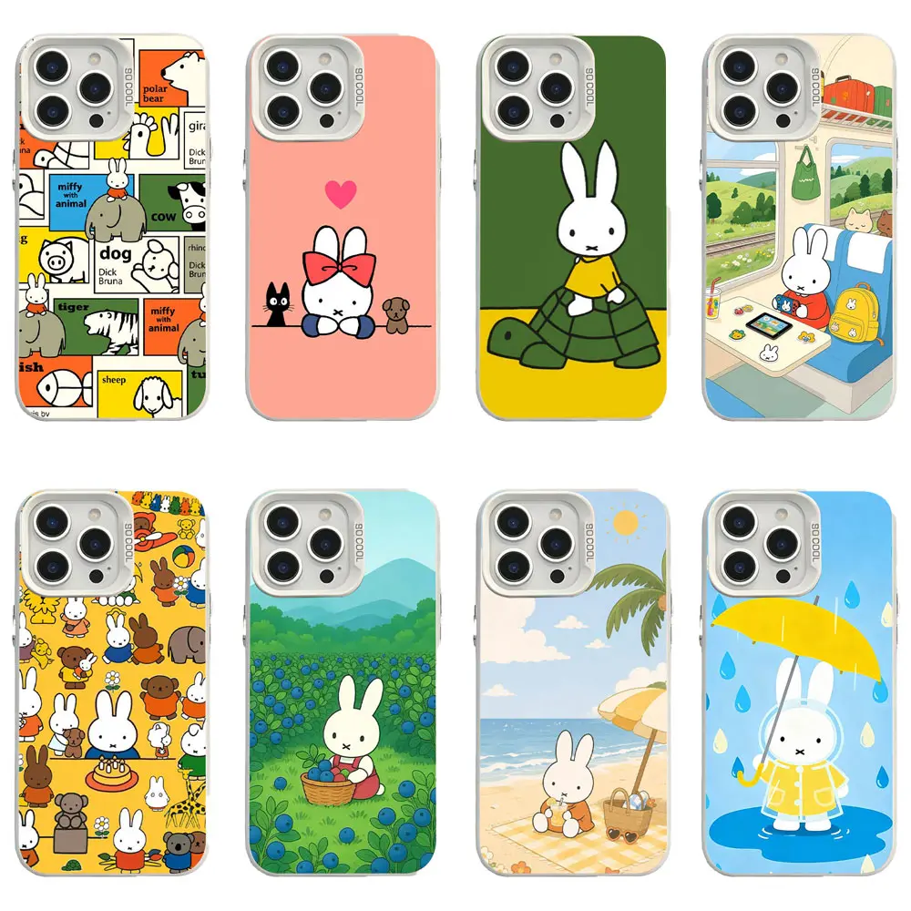 8-Style Miffy Smartphone Case, Anti-Drop Slim Protective Shell for Handheld Cellphone Devices - Beach, Travel, Rainy Day Themed Protection Covers