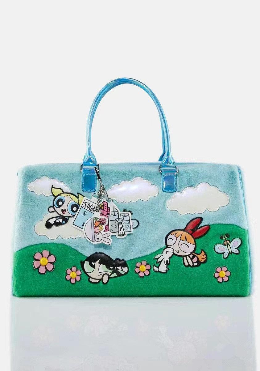 Large Capaci Plu Handbag Cartoon Animation Youthful Sle Soft Rabbit Fur Material Zipper Closure Casual Leisure Handbag
