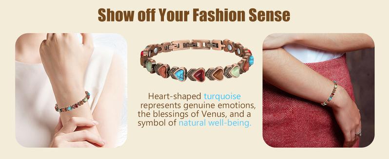 Jecanori Copper Bracelet for Women, Pure Copper Magnetic Bracelets ,Natural Unique Gemstone,Gifts for Women Trendy Stack Bangle Trendy Jewellery Accessories