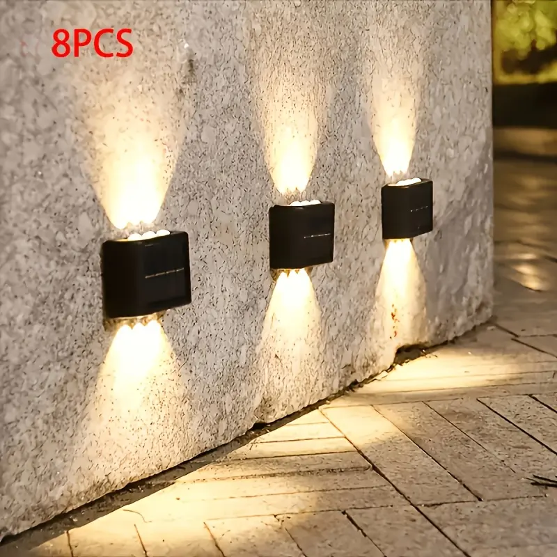8pcs, Camping solar light with 6 LED outdoor lights and sensor-controlled illumination; energy-efficient and ideal choice. Suitable for camping, villa decoration, porches, patios, gardens, and fences.