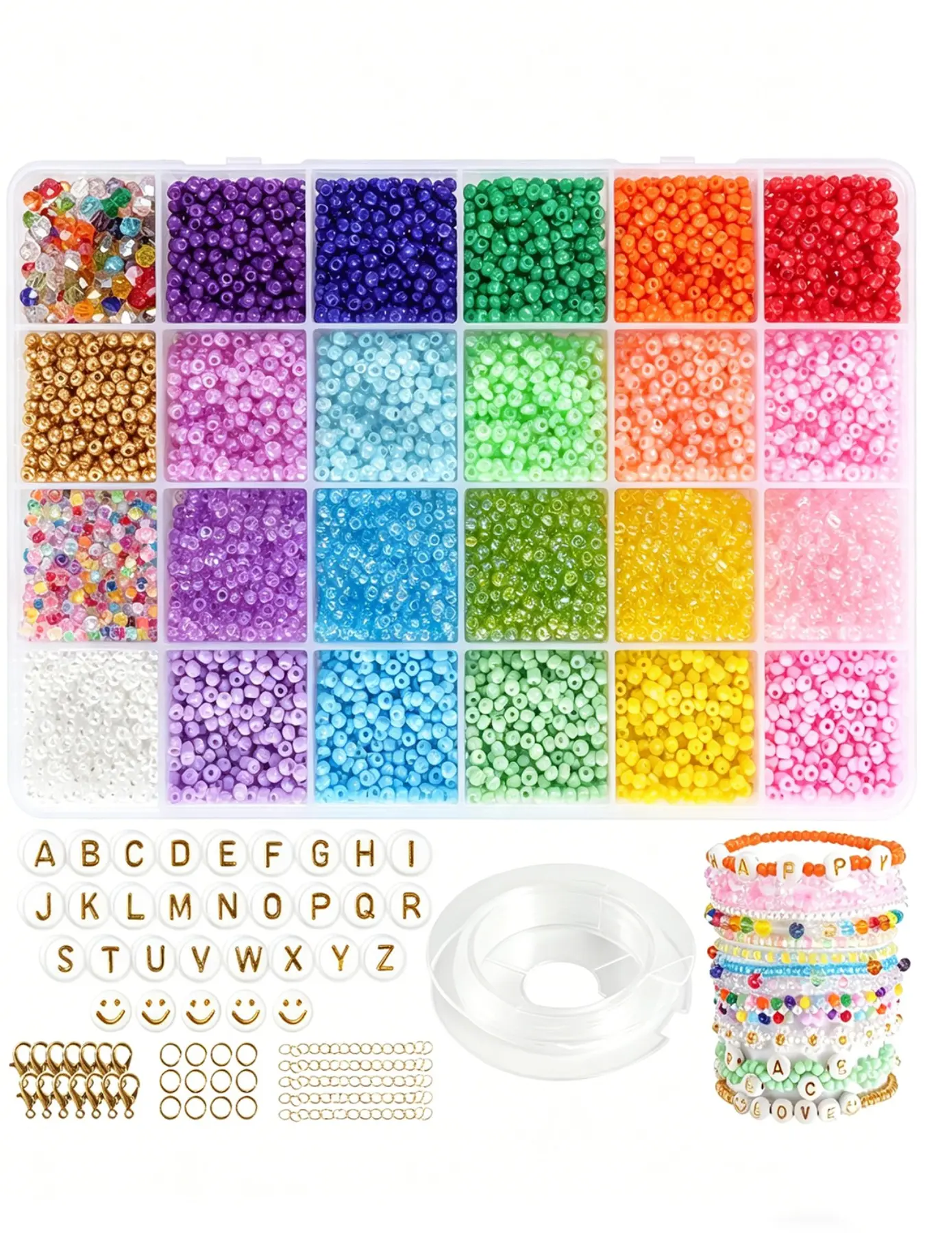 Glass Seed Beads for Jewelry Making, 8800pcs 3mm Small Beads Bracelet Set, Friendship Bead Bracelet Kit, Perfect for Holiday Gifts DIY Crafts