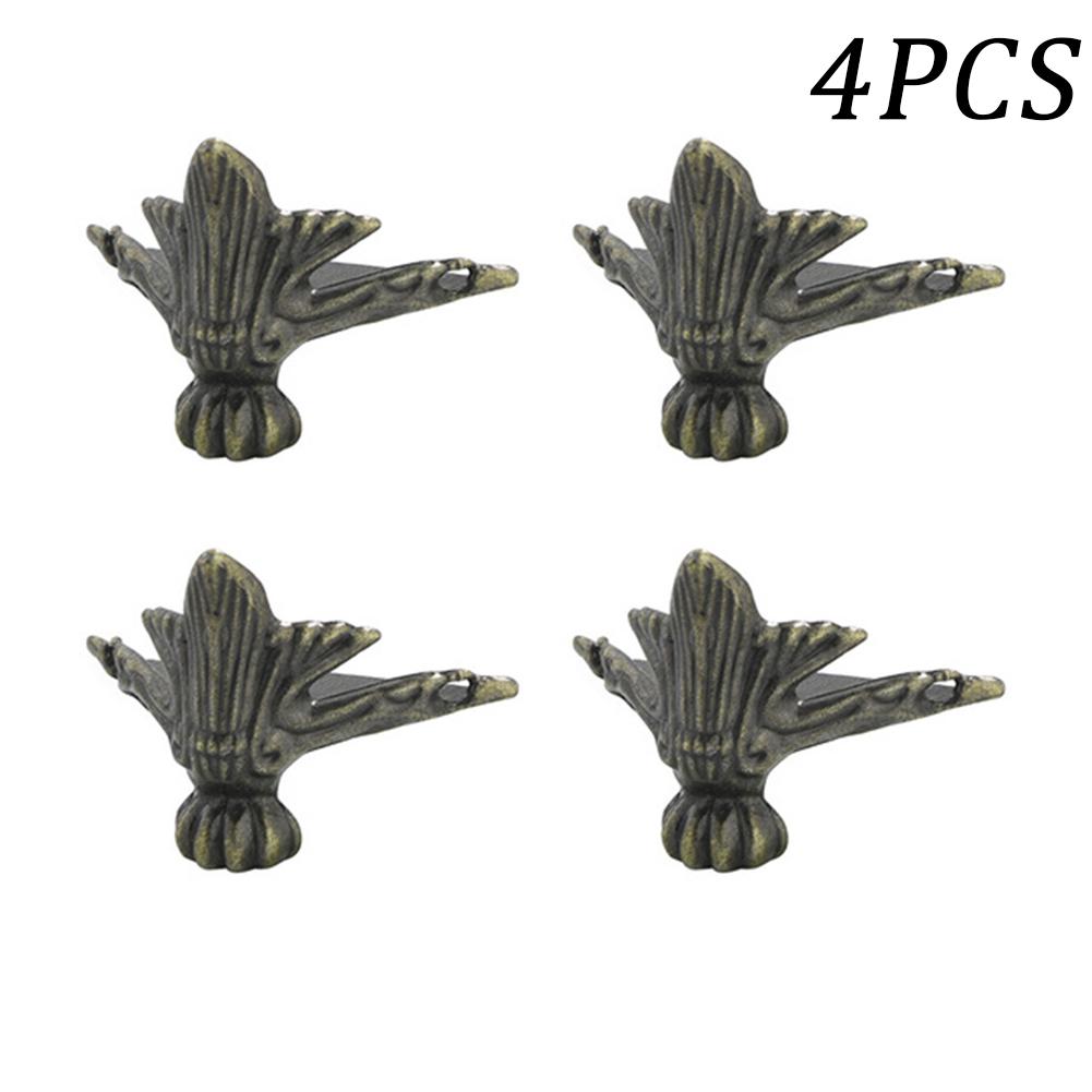 4PCS Antique Corner Protector Brass Jewelry Chest Box Wooden Case Decorative Feet Leg Metal Corner Protector Hardware Bracket