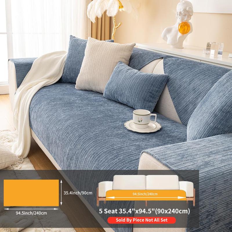 Solid Color Jacquard Chenille Sofa Cover, Jacquard Couch Covers, Non-Slip Sofa Slipcover Protector for Home & Living Room, Fits 1- to 4-Seat Sofas, Sofa Couch Cover