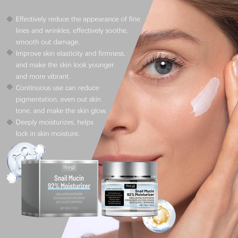 Snail Mucin Moisturizer, 1/2 Counts Hydrating Nourishing Face Cream, Moisturizing Face Cream, Face Lotion for Women & Men, Skin Care Product for Daily Use, Daily Moisture Nourishing