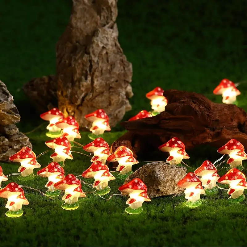Outdoor sports Mushroom Decor Cottage Core Decor 10FT 30LEDs Mushroom String Lights Battery Operated for Kids Gifts Bedroom Dorm Party Wedding Outdoor Patio Whimsical Decoration