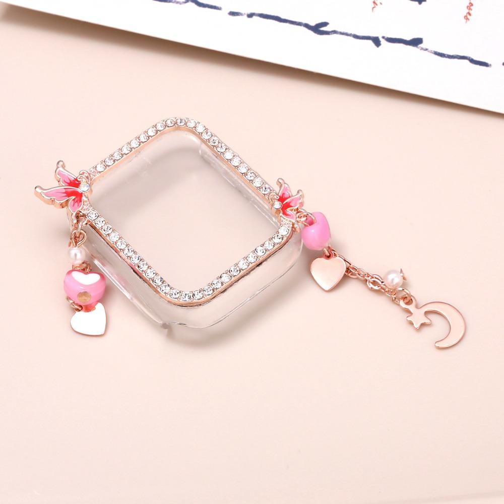 Tassel Pendant Apple Watch Case – DIY PC Protective Cover with Integrated Film for 38–49mm (Series 1–7, SE), Fashion Sparkly Design