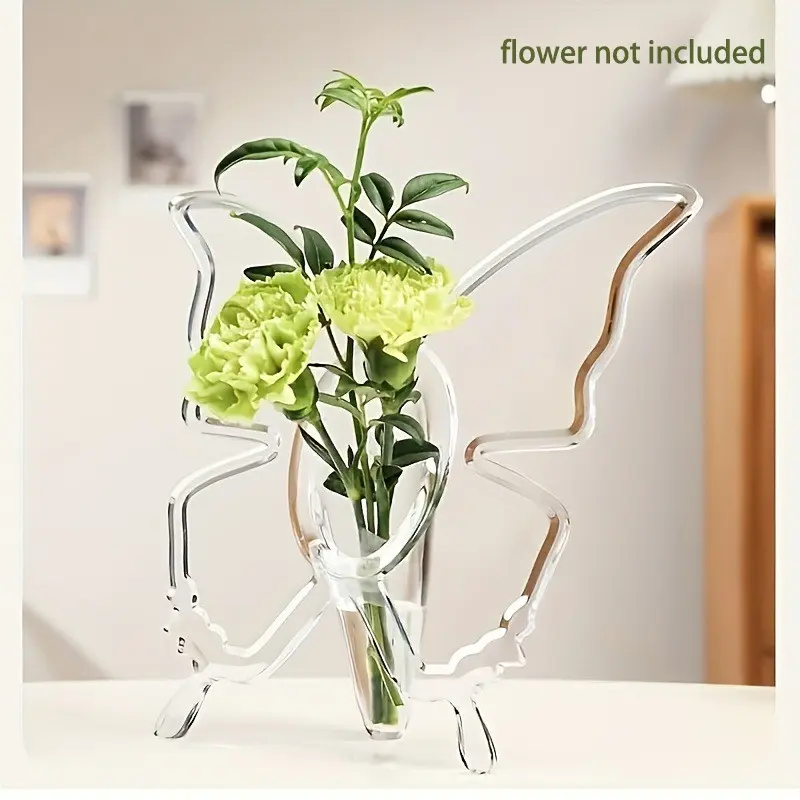 1PC Elegant Transparent Acrylic Butterfly Vases Suitable for Roses, Hydrangeas, Daisies - Lightweight Modern Floral Centerpieces for Wedding, Party Decorations, Table Centerpieces, Shower - Durable Vase for Flower Arrangements