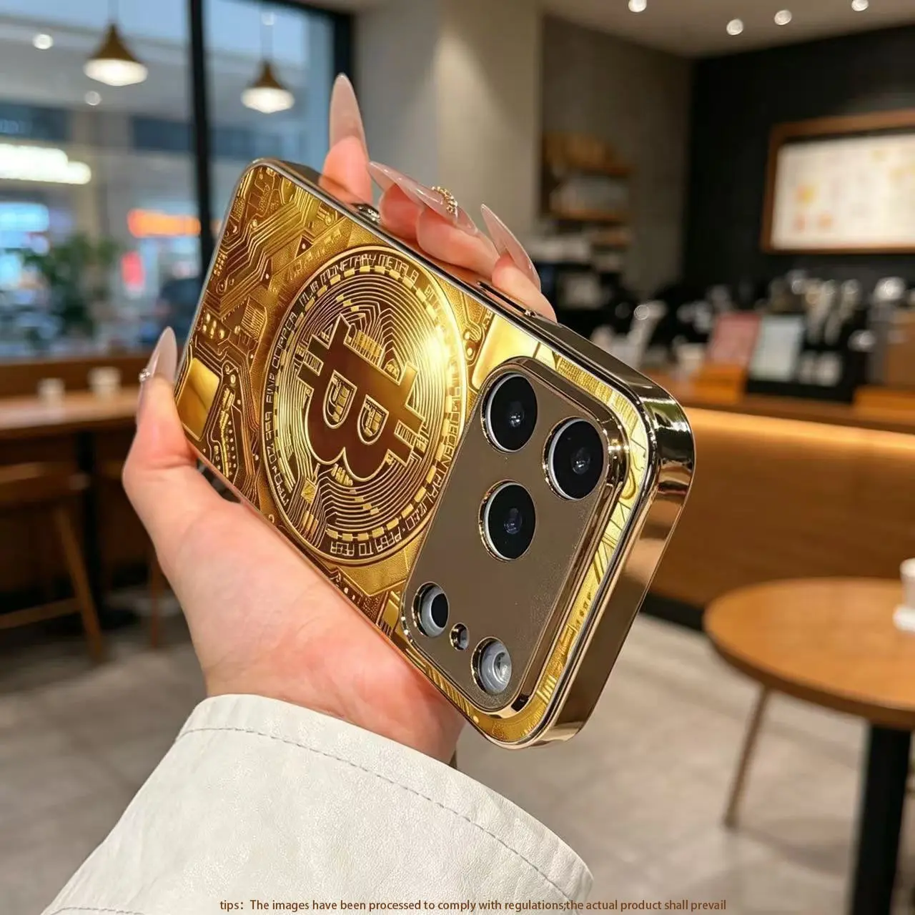 Gold Bitcoin Circuit Pattern Protective Phone Case Casing for iPhone 6/6s/7/8/6 Plus/6s Plus/7 Plus/8 Plus Light luxury gold glass texture phone case