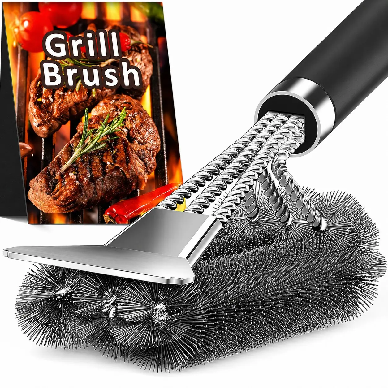 18 Inch Extendable Handle BBQ Brush with Scraper, Outdoor Grill Cleaner, Strong Grill Cleaning Tool, Grill Utensils, Perfect Gift for Men and Dads