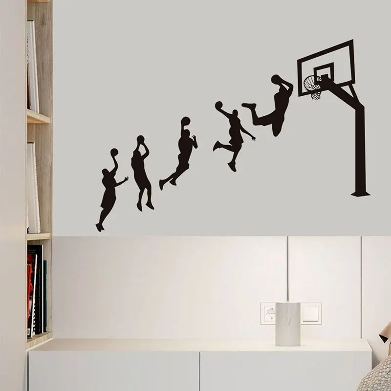 Basketball Silhouette Wall Sticker, Removable PVC Wallpaper for Living Room, Dining Room, Bathroom, Bedroom Decor