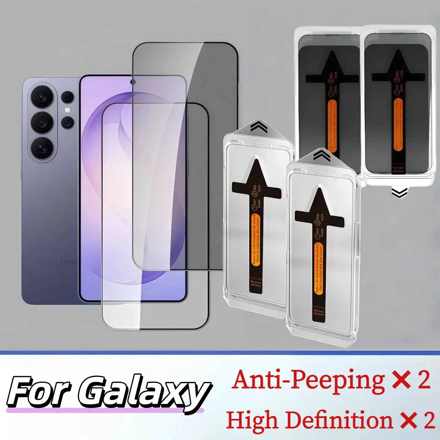 2+2 Pack HD Screen Protector + Anti-Spy Film for Samsung Galaxy S25 S24 S23 S22 Ultra, 9h Hardness, Bubble-Free, Easy Installation