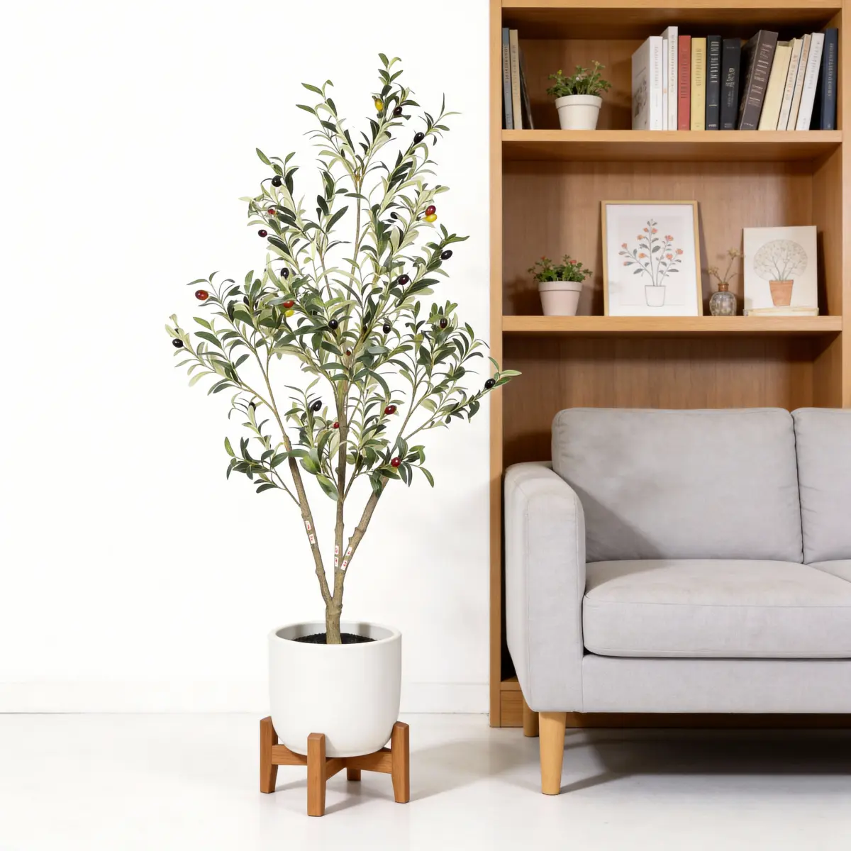 5' Detachable & Compressible Artificial Olive Plant Decor - 1pc Set in Black Plastic Pot, Ideal for Home, Office Room Decor (Home Supplies)