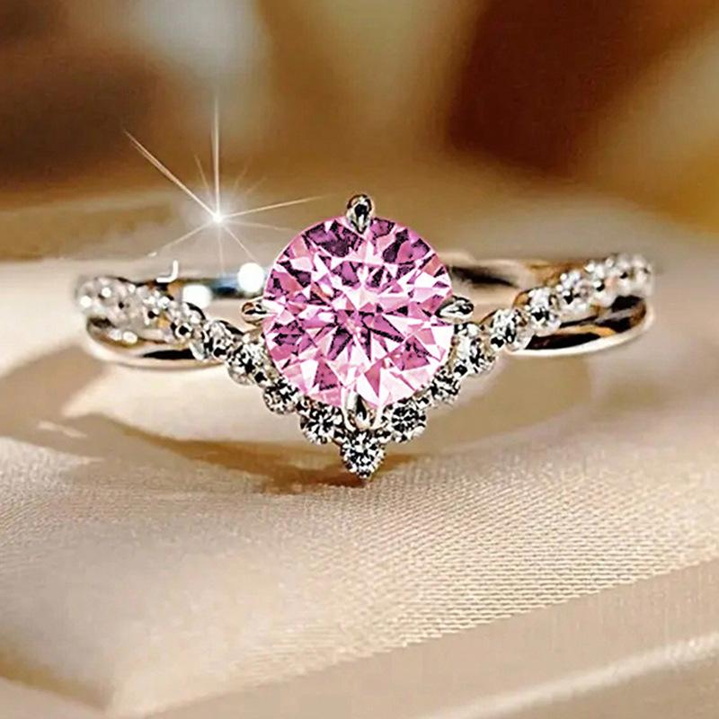 4-Prong V-Band Twisted CZ Engagement Ring | Luxury Gold Plated Wedding Band for Women