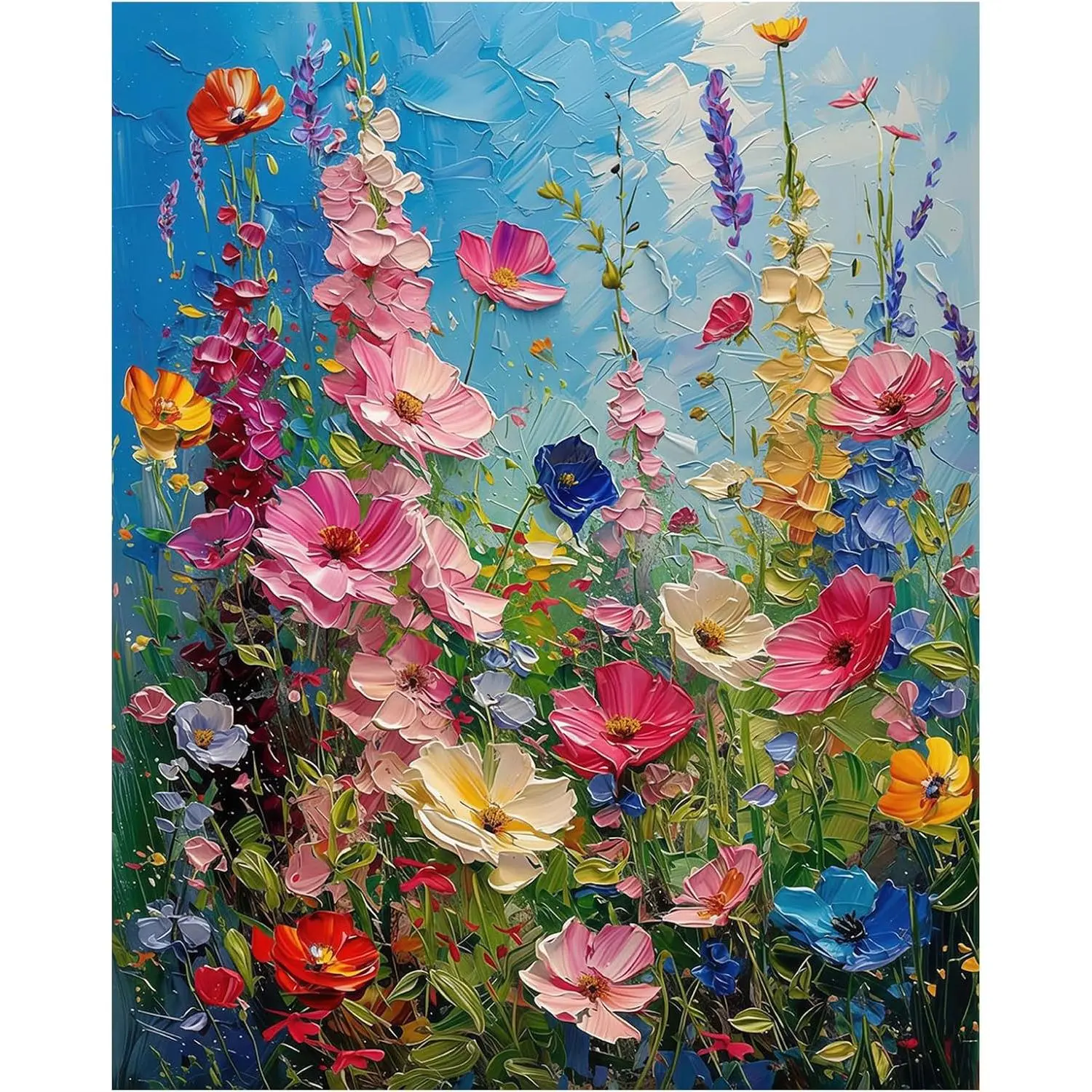 1000-Piece Wildflower Meadow Wooden Puzzle for Adults, Floral Print, Artistic Look, Extremely Difficult, Back-Printed Letters, Dry Wipe Clean