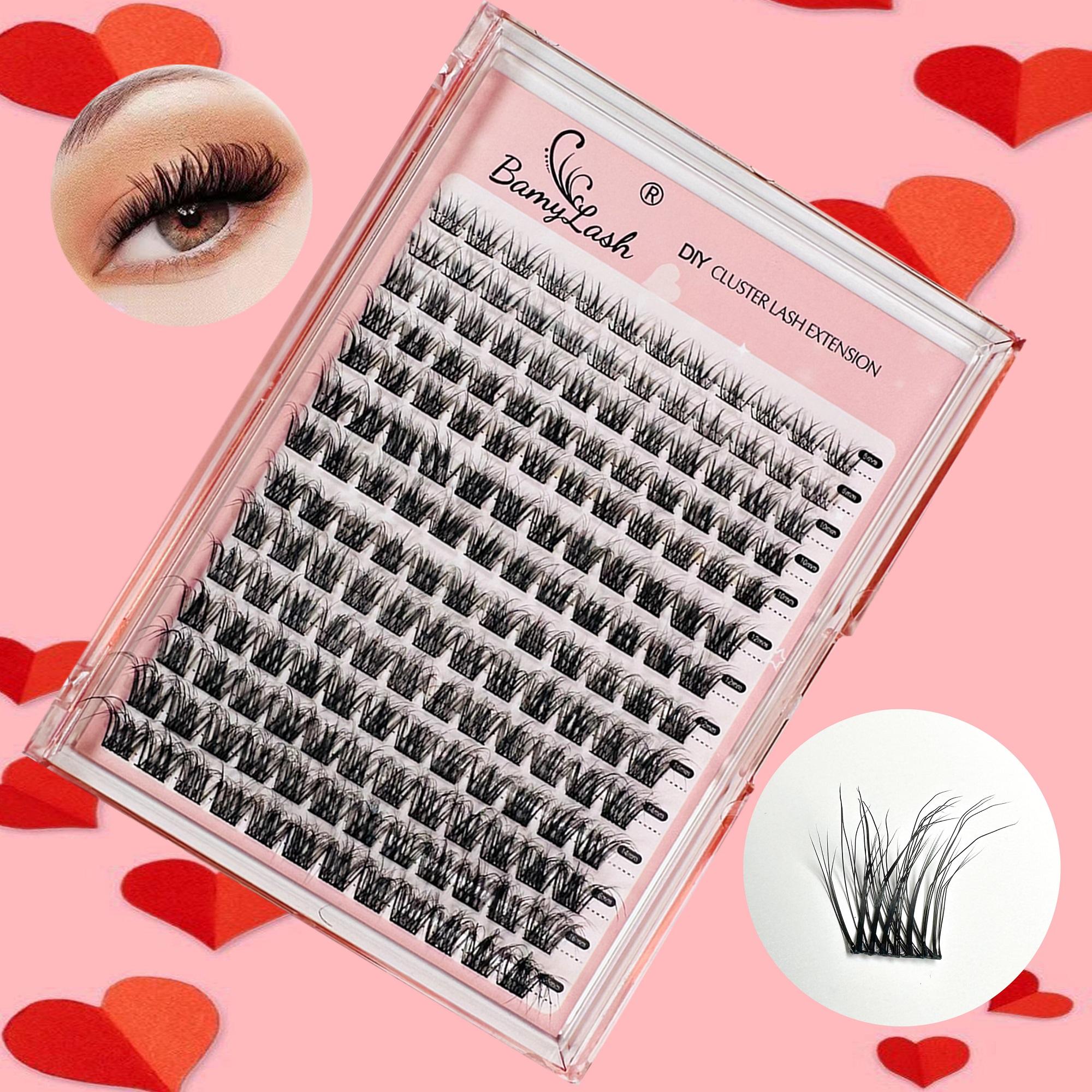 Natural Look DIY Eyelash Extensions Kit, 1 Set Including 3 Boxes Mixed Length Fluffy Eyelash Clusters Fake Lashes with Lash Glue & Tweezers & Lash Remover, Eye Makeup Enhancement Set for Women