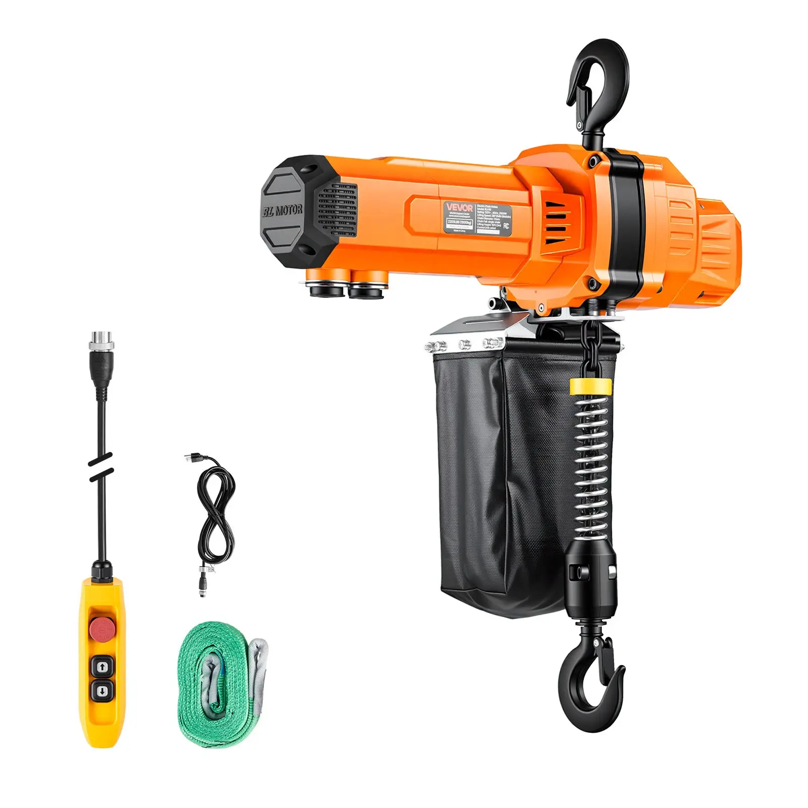【Summerfinds】VEVOR 1000 kg (2200 lbs) Electric Hoist, 10 ft Lifting Height, 120V Single Phase Overhead Crane, 10 ft Wired Remote Control, G100 Chain, Chain Bag, 20.7 x 6.7 x 10.6 in, 45.2 lbs for Factories, Warehouses, Powerful Lifting Performance, Steel