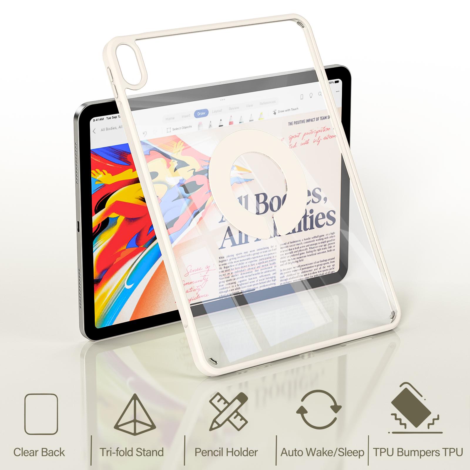 Tablet Case, 1 Count Slim Stand Protective Cover with Hard PC Translucent Back Protective Cover for iPad 10th Gen 2022, Support Touch ID, Auto Wake/Sleep, Tech Accessories, Safety Casing, Durability