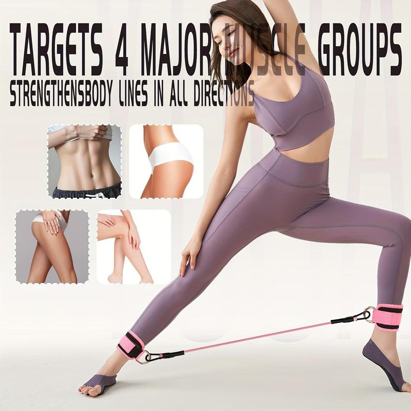 Ankle Resistance Band Set, 6 Counts/set Adjustable Multifunctional Fitness Band with Ankle Straps, Leg & Hip Training Equipment for Home & Gym, Gifts for Girlfriend, Gymnastics Bar, Stretching Gear, Workout Band