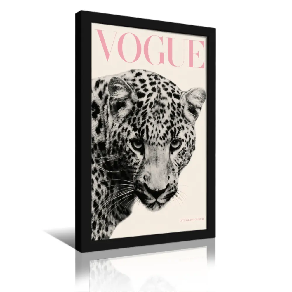 Lightweight Pink Leopard Animal Print Poster - Artistic Black and White Fashion Graphic Artwork, Fade-Resistant Multi-Size Hangable Room Decor, Girl Kid Room Decorations, Home Supplies Gift