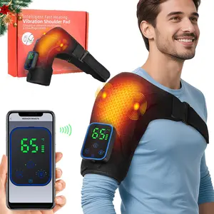 Heated Shoulder Massager, Phone-control 7 Heat Settings, 3 Vibration Intensity Modes, 3 Timer Shoulder Heating Pad For Sports Frozen-Shoulder Ideal Chrismas Gift,Heating Pad, Portable Heating Pad, Rechargeable Heating Pad