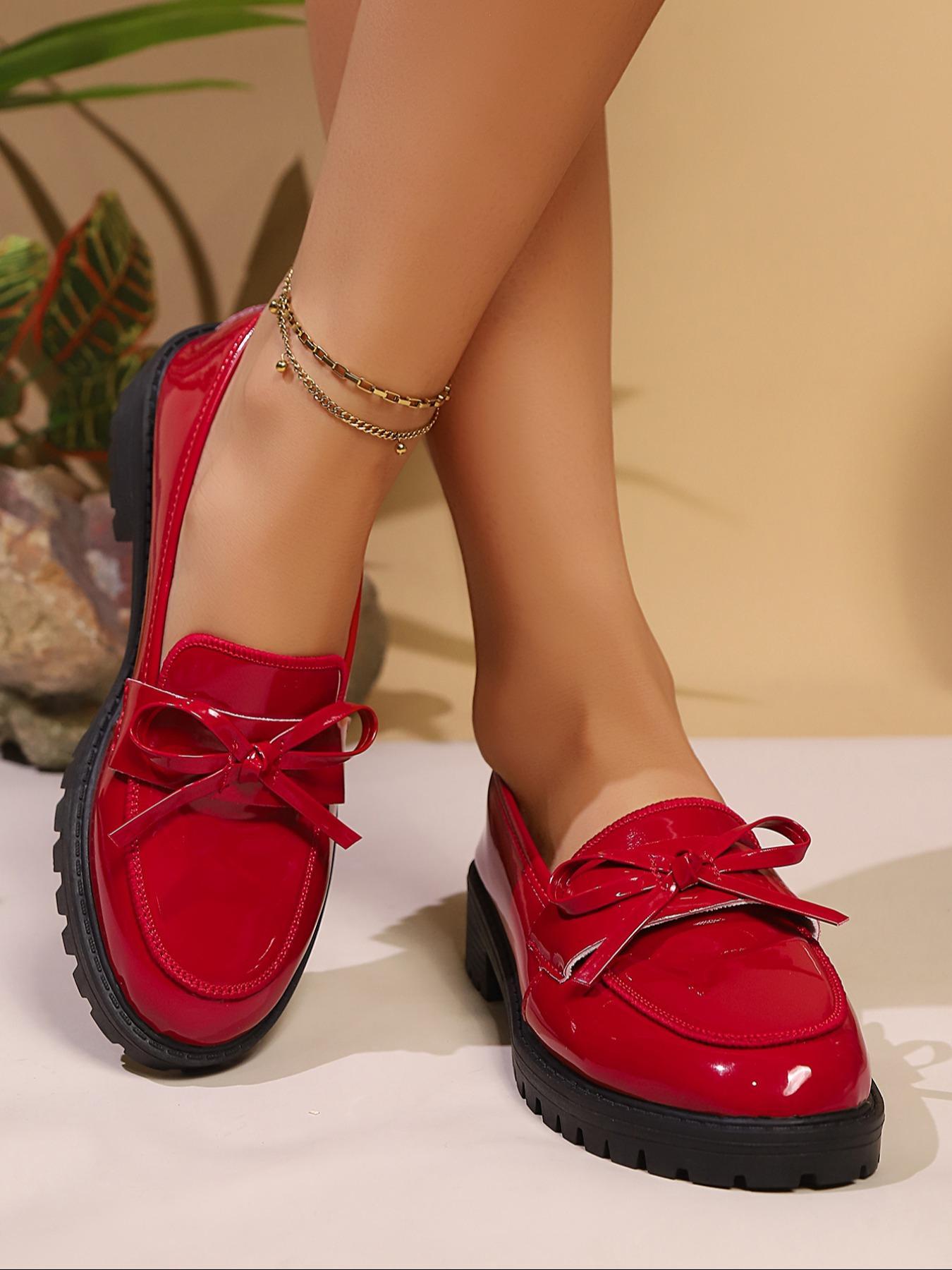 Women's Fashionable Bowknot Design Round Toe PU Leather Loafers, Casual Comfortable Shoes for Daily Wear, Lightweight Breathable Shoes for Women & Girls, Casual Flats, Versatile Shoes