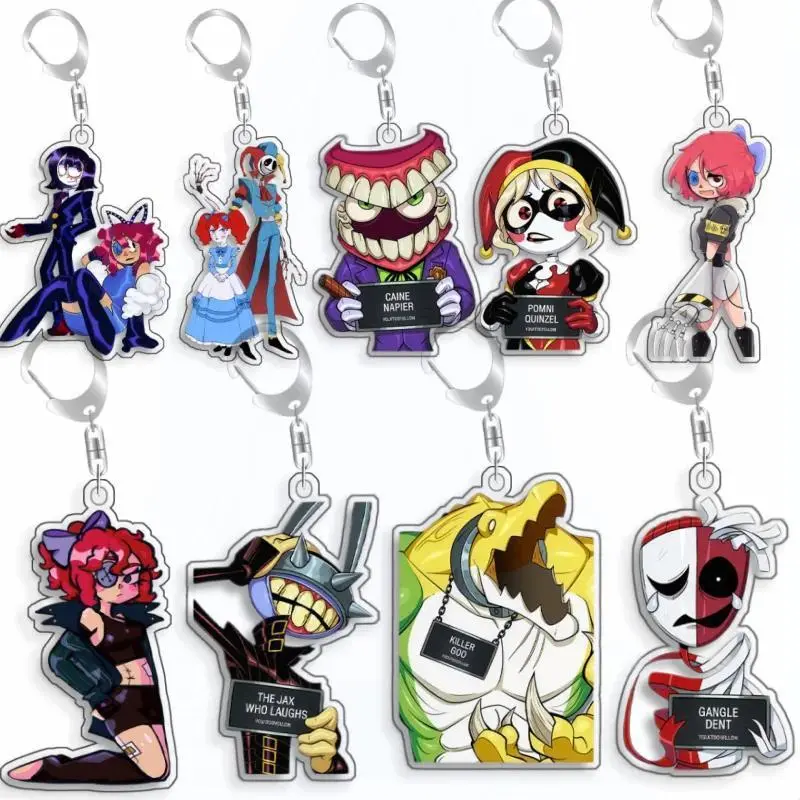 For The Amazing Digital Circus Ragatha Pomni Gangle Caine  Acrylic Selfmade Cute Cartoon Anime Keychain Pendant Toy Gifts 5cm