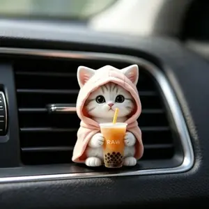Blue Cat Acrylic Car Vent Decor, Waterproof Aromatherapy Diffuser, Cute Animal Design, Ideal for Vehicle Interior Decoration