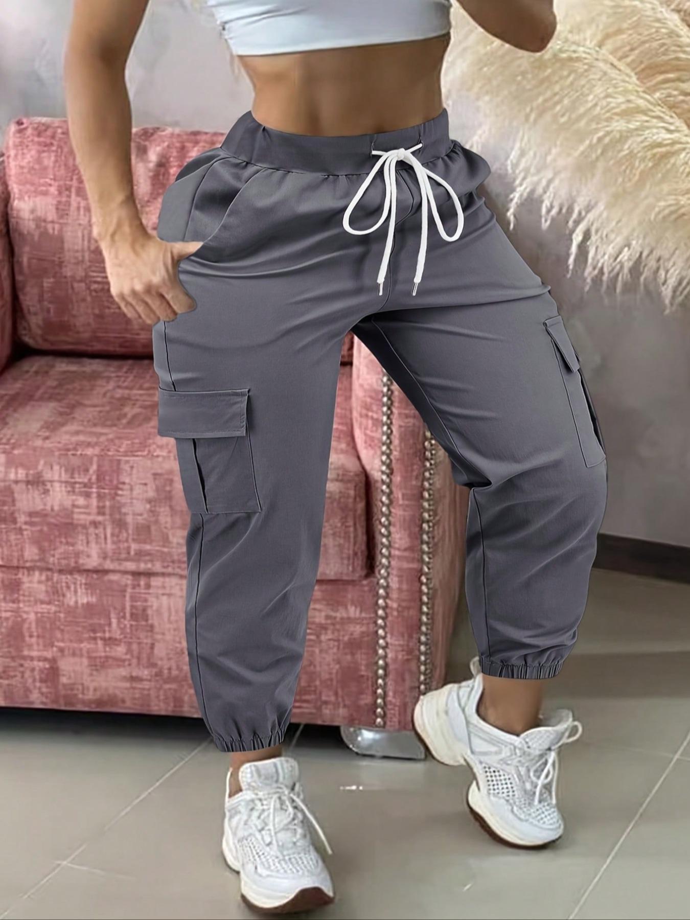 【Plus Size】 Solid Color Pants, Casual Comfy Trousers for Women, Women's Bottoms for Summer