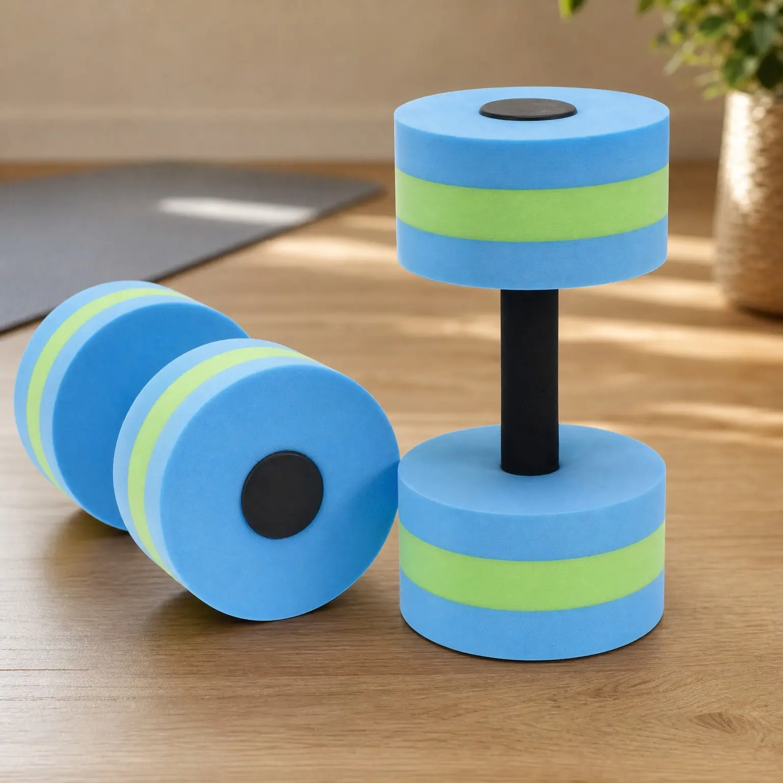 Aquatic Dumbbells, 2 Pcs EVA Foam Water Aerobic Exercise Barbells for Weight Loss, Resistance Pool Fitness Equipment, Water Physical Therapy Hand Bar for AdultsGift