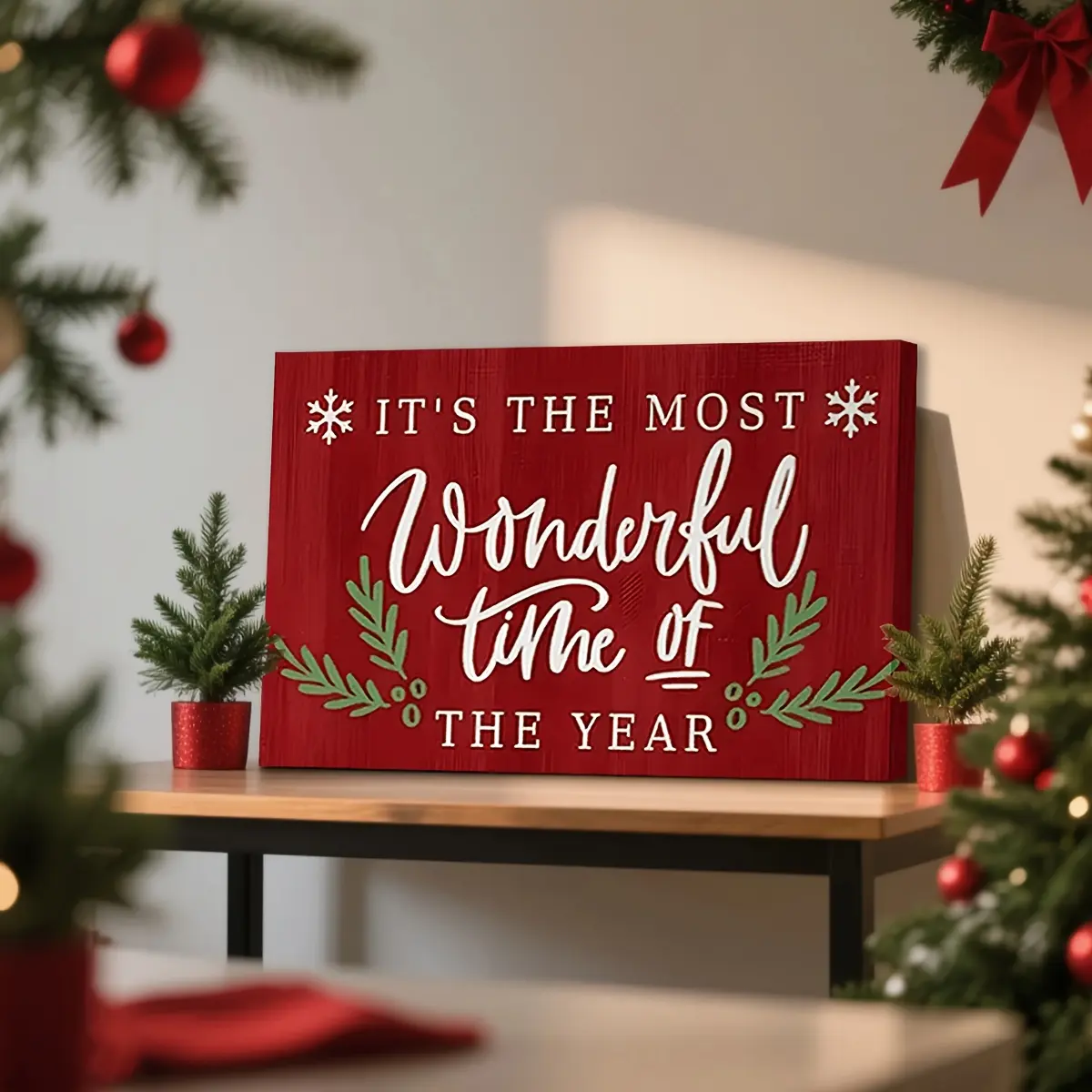 2D print, 1PC red minimalist decorative poster, Merry Christmas decoration, the most important day of the year, modern home wall art, suitable for living room, bedroom, dining room, ideal Christmas gift, 11.8X 15.7inch, framed