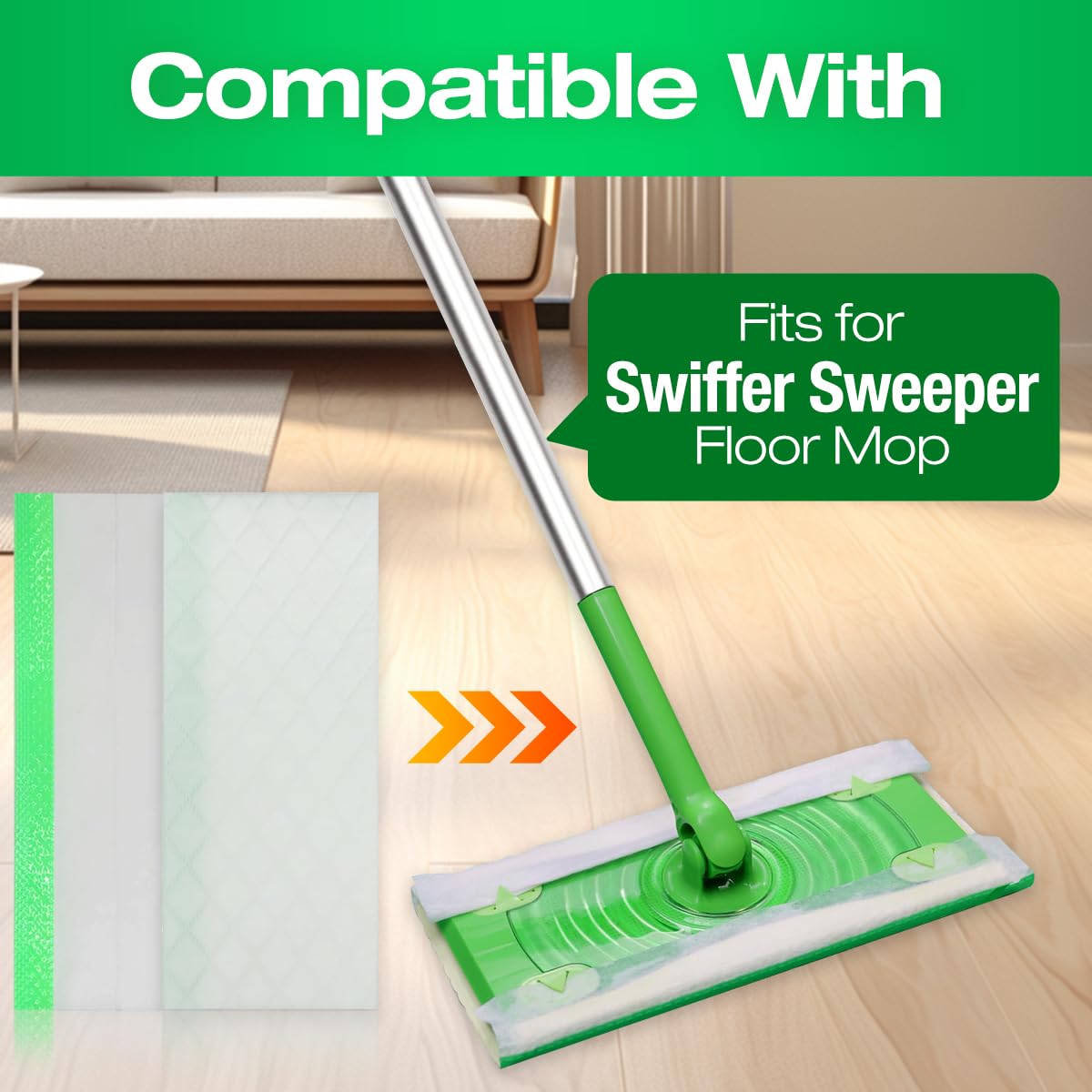Swiffer Sweeping Cloths Pads Compatible with Swiffer Sweeper- Disposable Duster Refills Mop Pads for Floor Mopping and Cleaning,10 PCS Easy-Clean Wet Cloths, Perfect for Quick Floor Cleaning