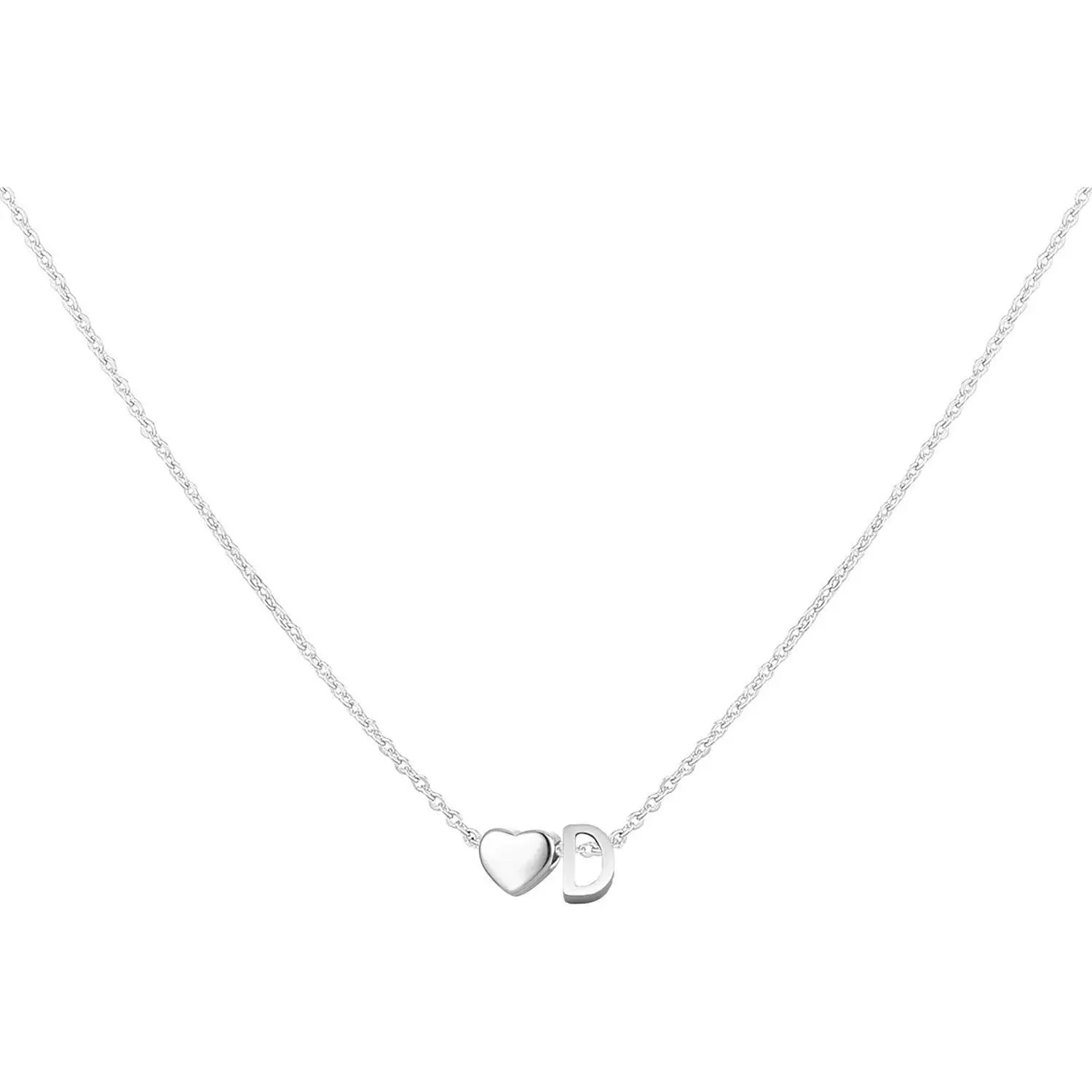Glimmerst Heart Initial Necklace for Women Stainless Steel Tiny Heart Letter Necklace Personalized Name Necklace