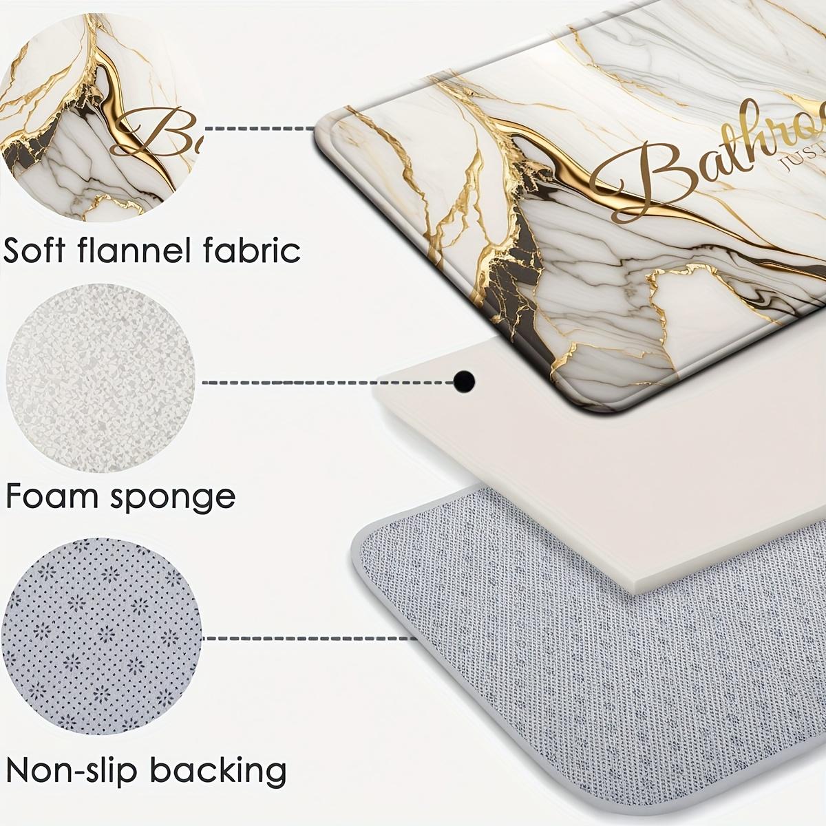 4-Piece Marble Pattern Bathroom Rug Set, Abstract Swirl Ink Fluid Art Bath Mat with "Just Relax" Print, Non-Slip Absorbent Bathroom Accessories with Toilet Lid Cover & U-Shaped Mat for Modern Bathroom Decor