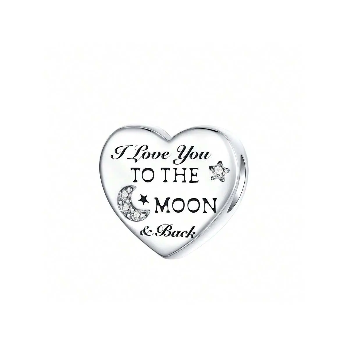 Silver Plated I Love You Moon Star Heart Charms For Bracelets Pendant DIY Jewelry Christmas Gift,Suitable For Women Bracelet DIY