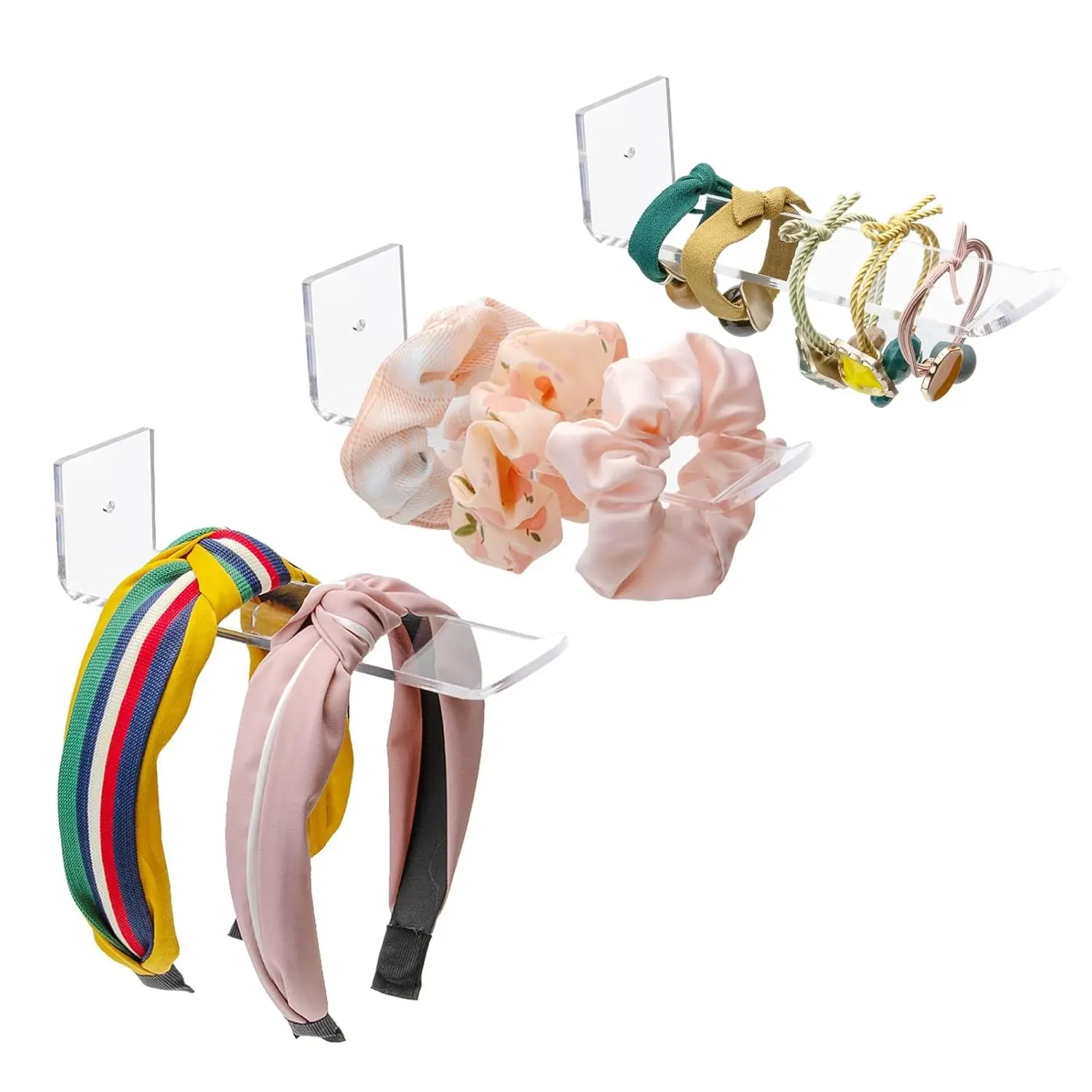Headband Holder Wall 3 Pack Acrylic Scrunchie Organizer Display Storage