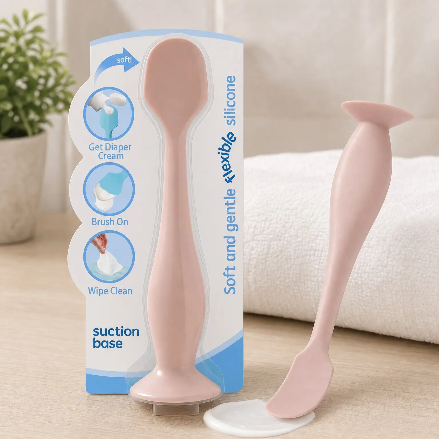 Diaper Cream Spatula - BPA-Free Diaper Bag Essentials, Soft Baby Butt Spatula, Mom-Invented Butt Paste Spatula, Flexible Diaper Cream Applicator, Baby Bum Brush(Gift)
