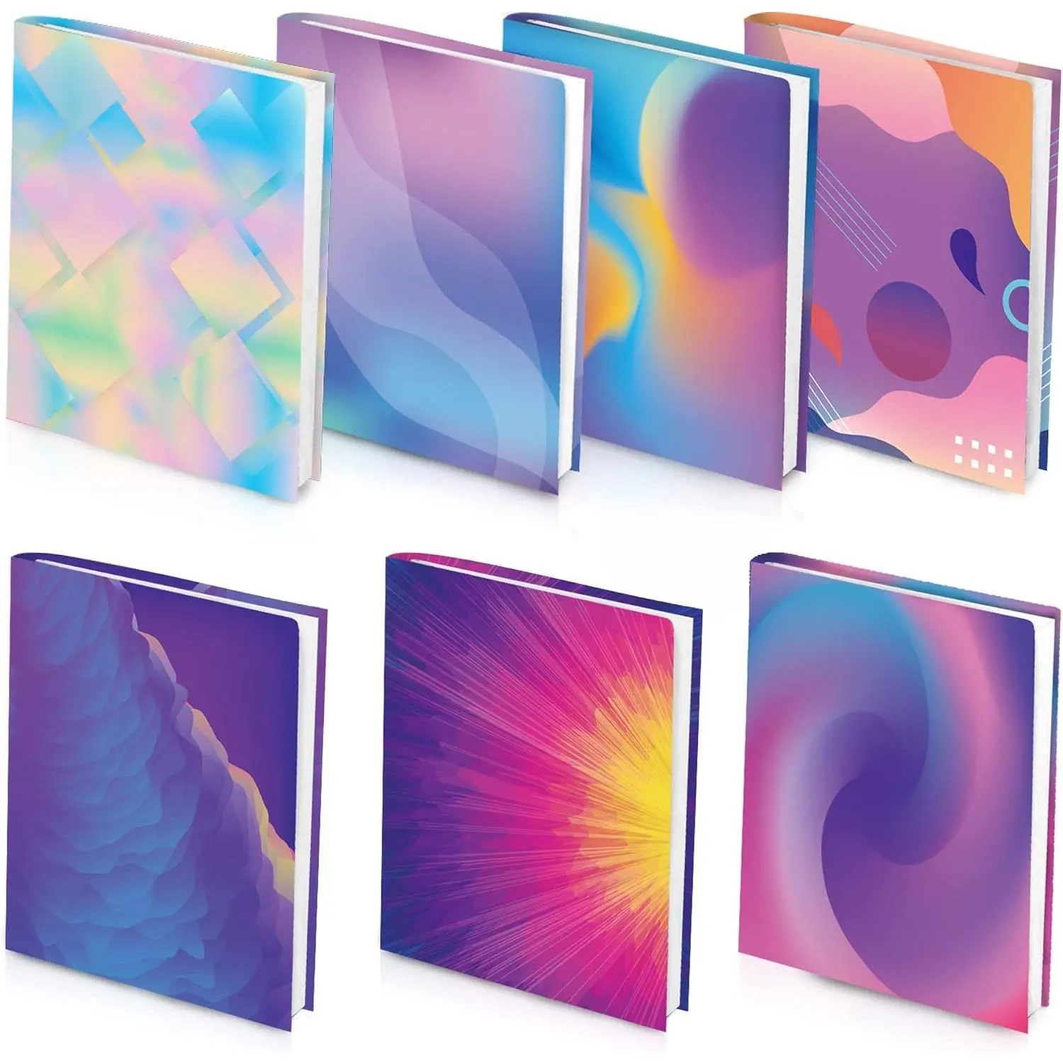 7 Pack Neon   Fabric Book Covers, Washable Durable  Nylon, Stretchable for Hardcover Textbooks & Notebooks up to 9'x11'