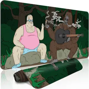 1pc Extended Gaming Mouse Pad and PC Desktop Keyboard Pad - Leisure Time: A gorilla and a for Man playing guitar Pattern - Laptop Protective Pad Desk Mat - Durable Non-slip Base HD Print Sizes Available XL XXL - Suitable for Home Back to School Dorm